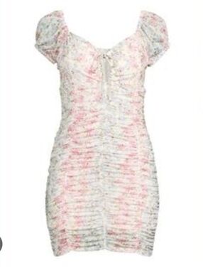 Madden Mini Dress Floral Sweetheart Bodycon Ruched Size XL Coquette Cottagecore